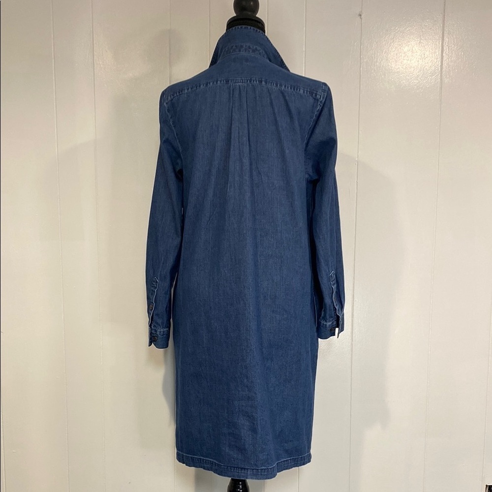 J. Crew Dress Shirt Dress Pockets Blue Denim Cottagecore Preppy Size 10 - Picture 8 of 10